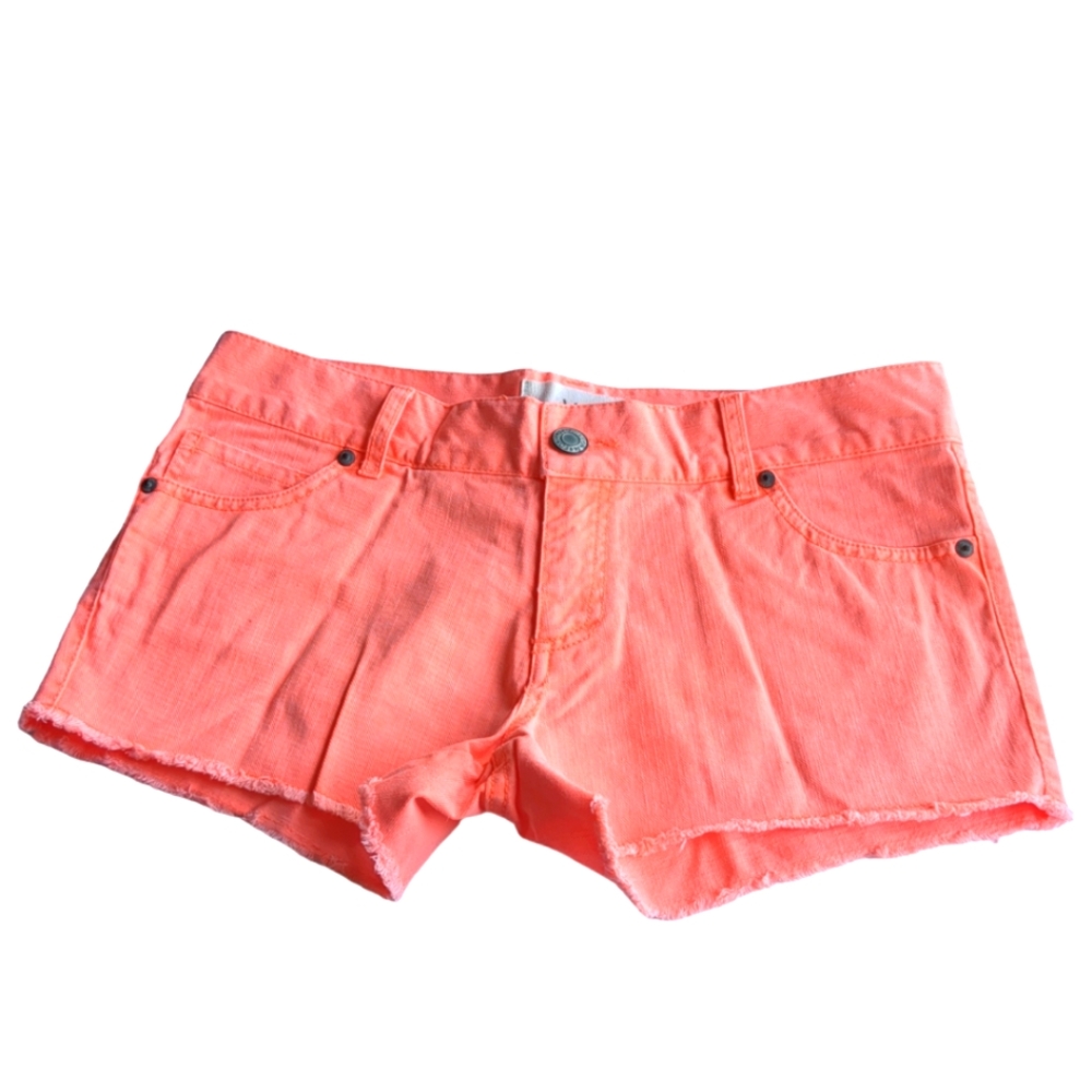 M4EO Orange High Waist Denim Shorts Size 27